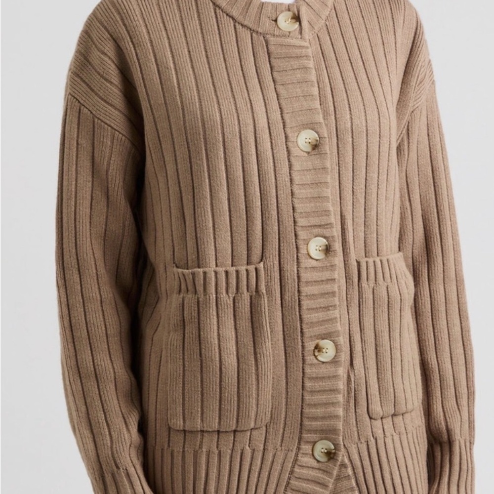 Varley Tan Ribbed Cardigan - Picture 2 of 5